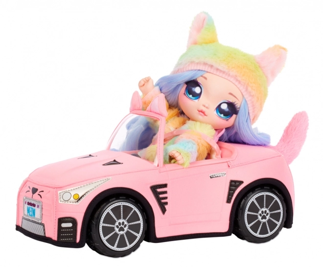 Na! Na! Na! Surprise Auto cabrio di peluche rosa gatto