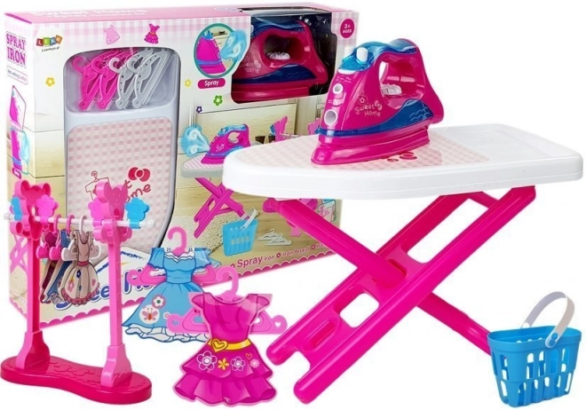 Set da Stiro per Bambini con Ferro Rosa e Accessori