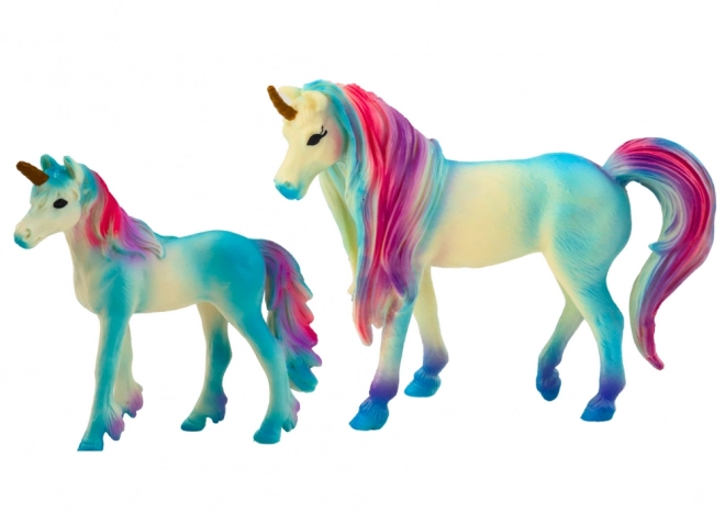 Set di due figure da collezione di unicorni blu