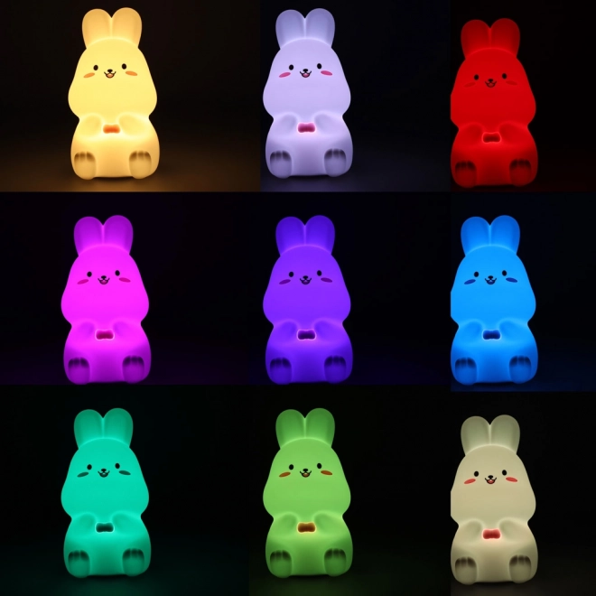 Lampada Notturna per Bambini in Silicone LED Coniglio Bianco e Rosa