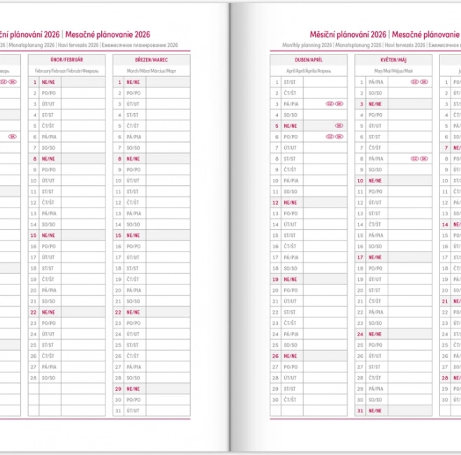 Agenda settimanale Balakon 2026, nero