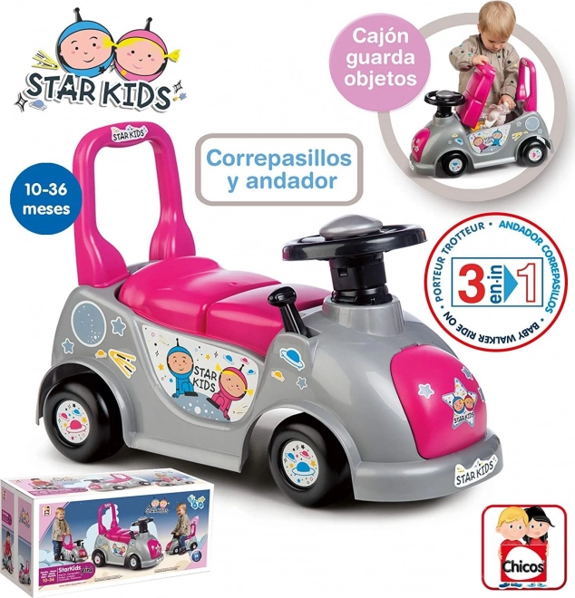 Odrážedlo 3 in 1 Star Kids Rosa