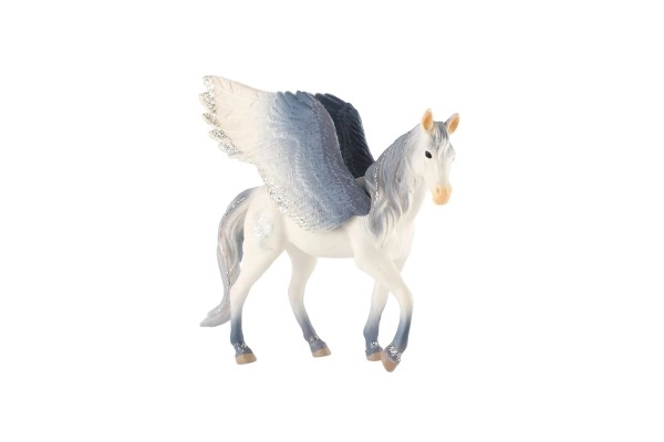 Cavallo Alato Bianco-Grigio in Plastica 14 cm