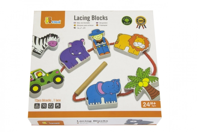 Gioco di infilatura e intreccio safari zoo VIGA in legno