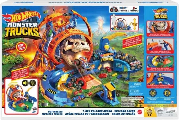 T‑Rex e vulcano con luci e suoni