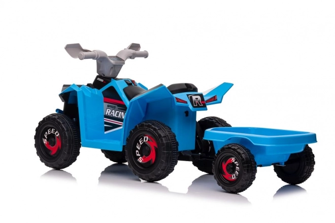 Quad elettrico blu con rimorchio