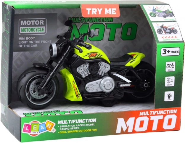 Giocattolo moto verde con effetti