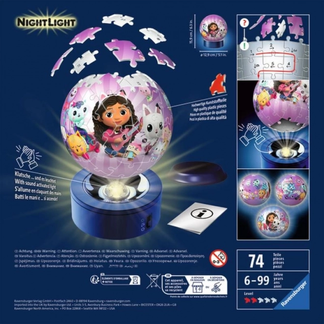 Puzzle sfera 3D Gabby's Dollhouse edizione notte