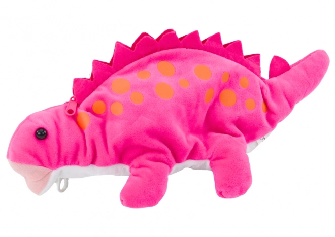 Dinosauro peluche astuccio con cerniera rosa