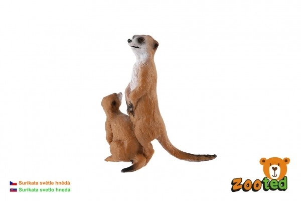 Figura decorativa Suricata con cucciolo - plastica, marrone chiaro, 8cm