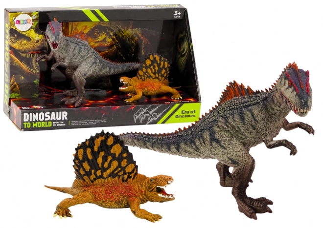 Set di figure di dinosauri Dimetrodon e Allosauro