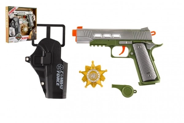 Pistola con accessori plastica a batteria con suono e luce in scatola 25x25x4cm