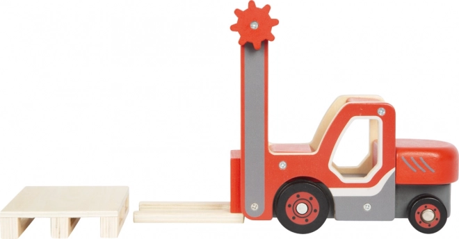 piccolo carrello elevatore in legno con pallet