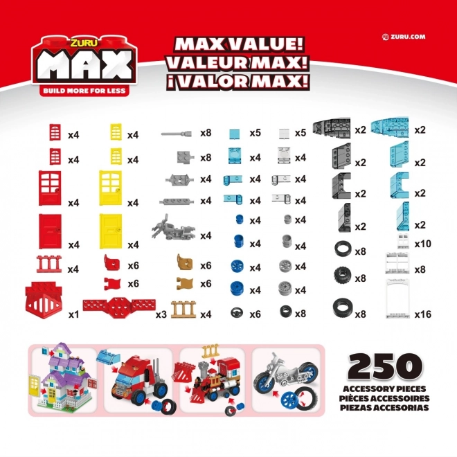 Set di accessori ZURU Max Build 250 pezzi