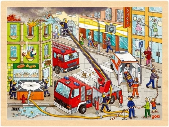 Puzzle in legno Vigili del fuoco 96 pezzi di GOKI
