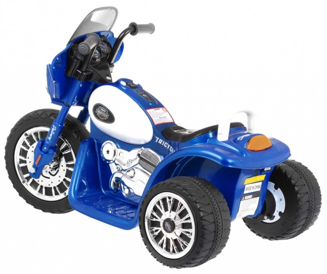 Moto elettrico Chopper a 3 ruote con luci LED e suoni blu per bambini