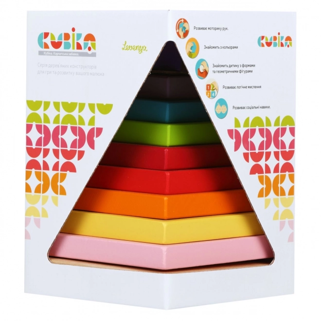 Piramide Colorata In Legno - Puzzle 9 Pezzi