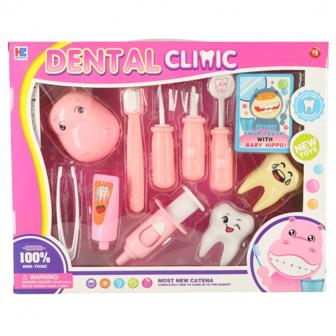 Set medico dentista ippopotamo – rosa