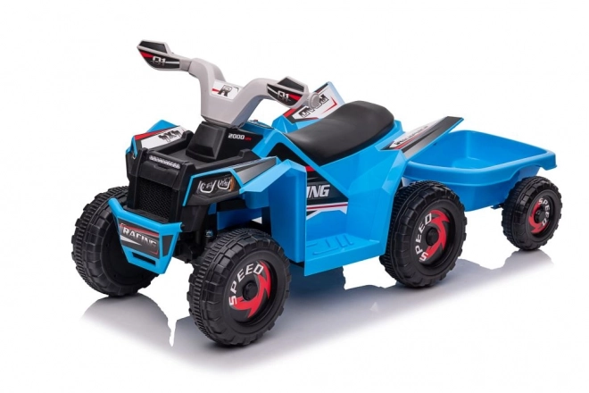 Quad elettrico blu con rimorchio