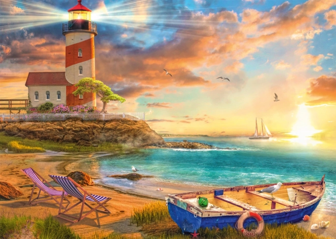 Puzzle Tramonto sulla Baia con Faro 1000 Pezzi