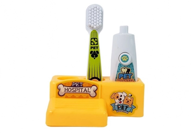 Set medico dentale per bambini con cane e strumenti dentali