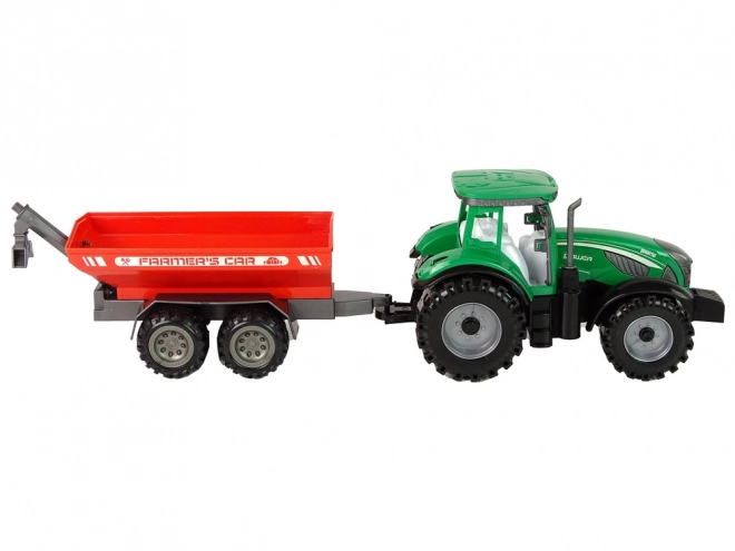 Trattore Verde con Rimorchio Rosso a Frizione
