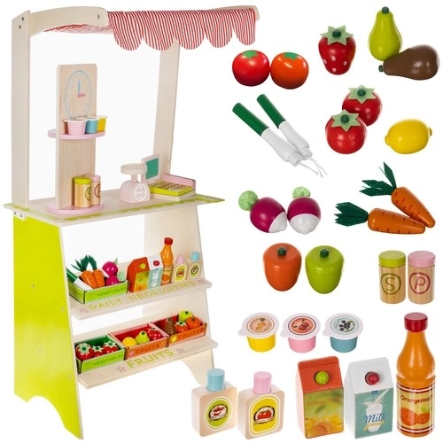 Supermercato per bambini in legno con accessori