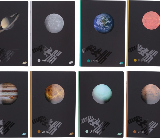 Quaderno a righe A4, 40 fogli, motivo con pianeti
