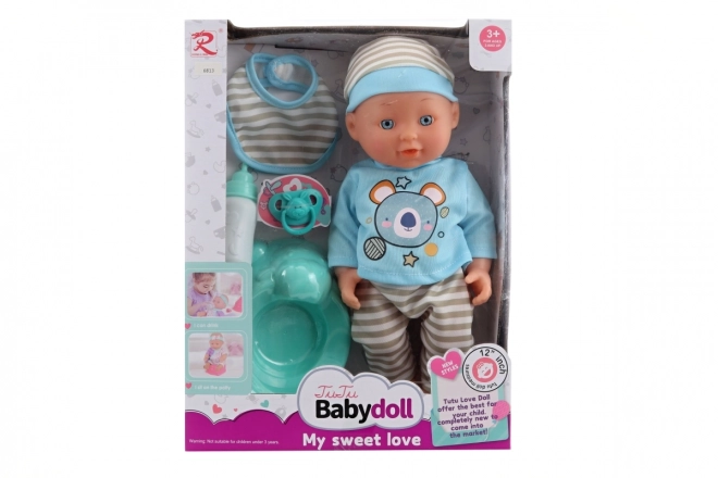 Bambino che fa la pipì con accessori 30 cm