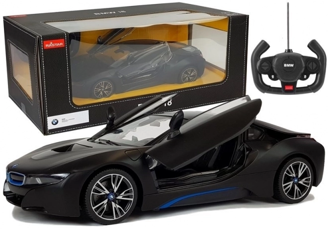 Auto R/C BMW i8 Rastar 1:14 nero porte automatiche