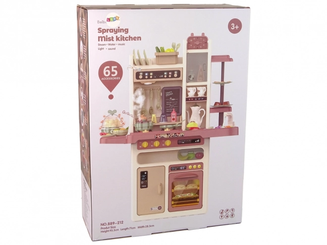 Cucina giocattolo con acqua, vapore e suoni - 65 accessori