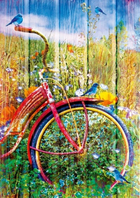 Puzzle Uccellini Blu su Bicicletta 1000 Pezzi