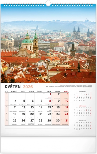 Calendario da parete Praga 2026