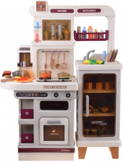 cucina giocattolo interattiva beige con effetti di luce, suono e vapore