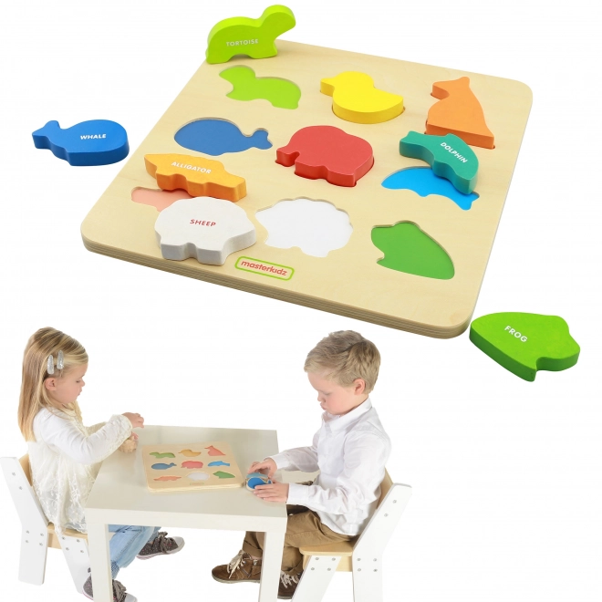 Sorter di forme in legno con animali colorati Montessori