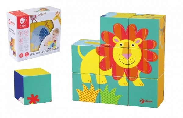 Cubo Puzzle Animali Selvatici In Legno