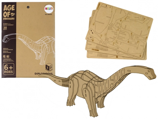 Puzzle in Legno 3D Dinosauro Brontosauro