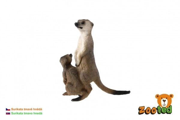 Suricata con cucciolo in plastica scura 8 cm