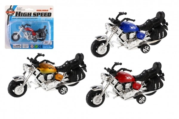 Motocicletta in plastica 14cm a retrocarica 3 colori su scheda