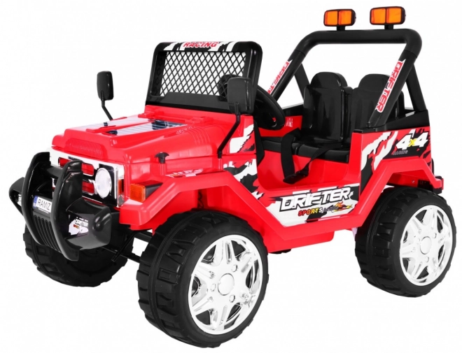 Fuoristrada a batteria Raptor Drifter per bambini Rosso + telecomando + avvio lento + EVA + suoni Luci