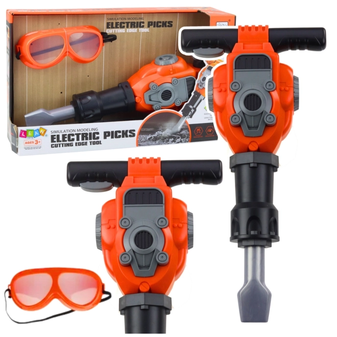 Set di gioco con martello pneumatico arancione