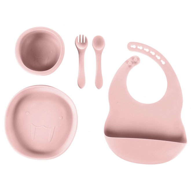 Set per la pappa in silicone per bambini rosa antico