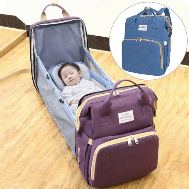 Zaino multifunzionale per mamme con funzione letto - blu