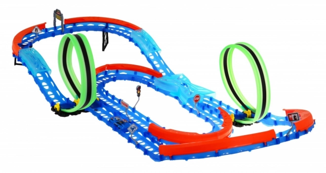 Pista da corsa fluorescente per bambini 3+ con auto LED e loop 360 gradi