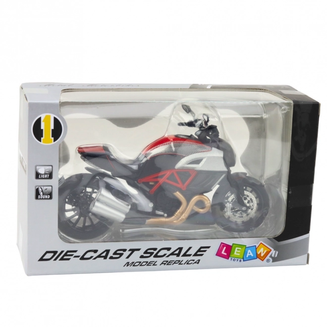 Moto sportivo in metallo con luci e suoni