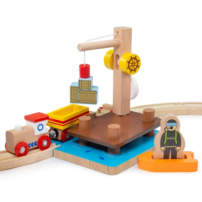 Bigjigs Rail Porto con Gru e Subacqueo