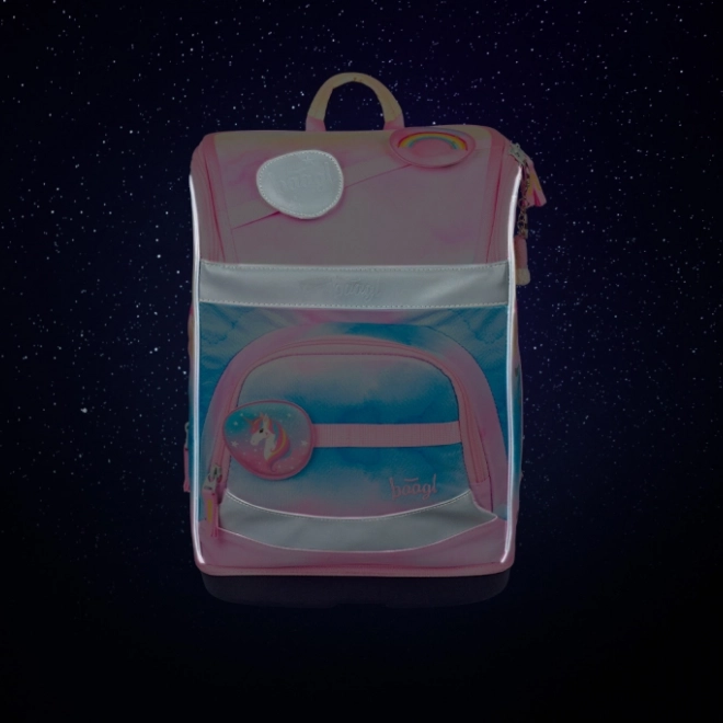 Set 3 BAAGL Zippy plus Rainbow Unicorn: cartella, astuccio e sacca