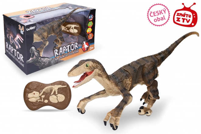 Dinosauro Raptor radiocomandato marrone 45 cm