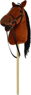Cavallo di peluche su bastone 70 cm con suoni, marrone scuro