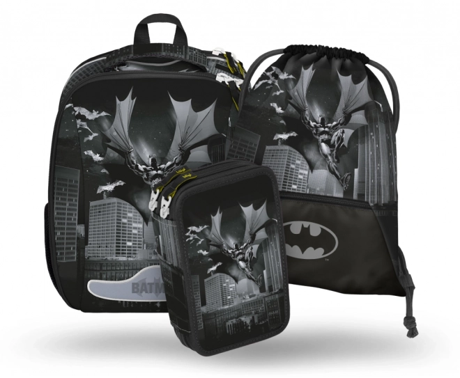 Set 3 pezzi Baagl Shelly Batman Dark City: Zaino, Astuccio, Sacchetto